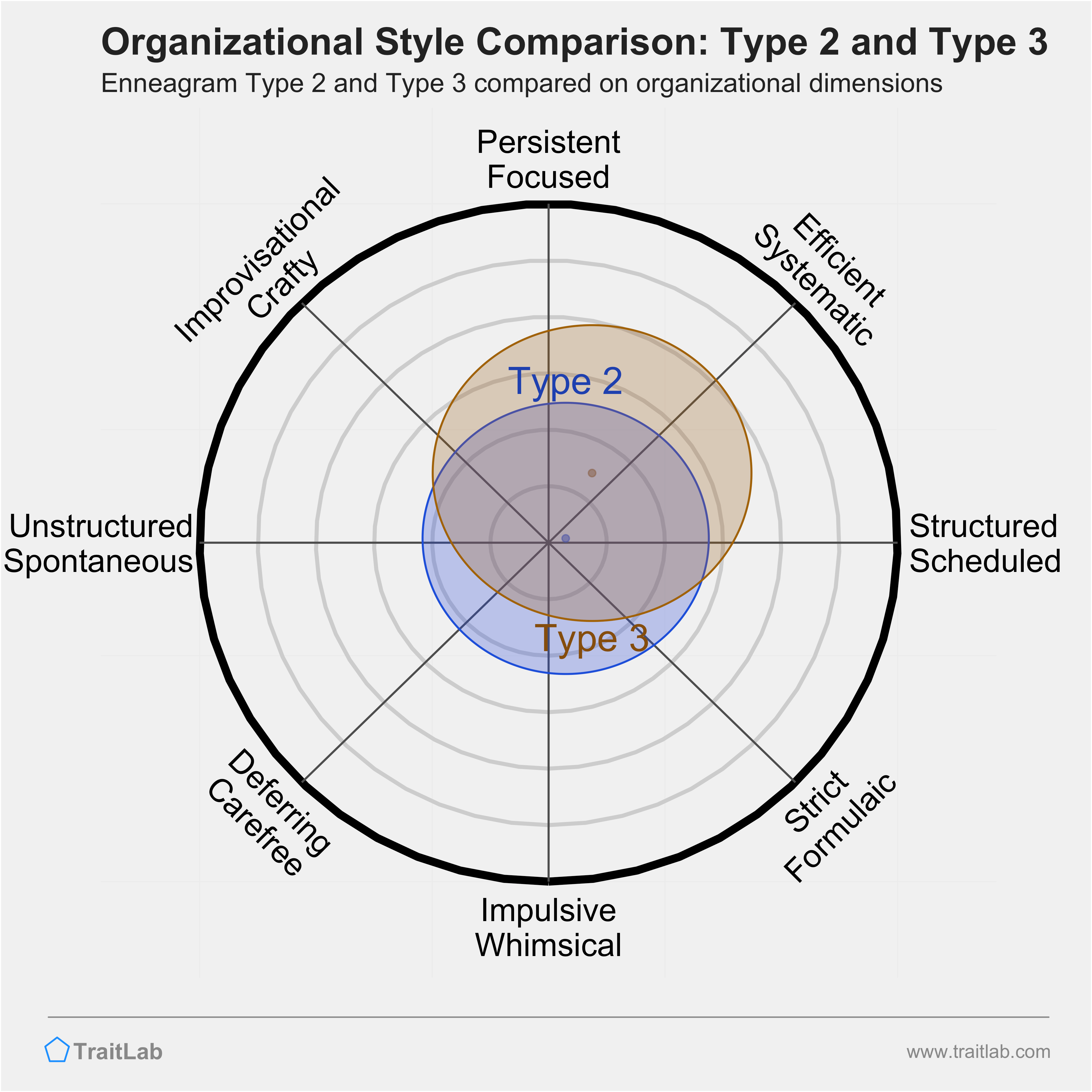 Type 2 and Type 3 comparison across organizational dimensions