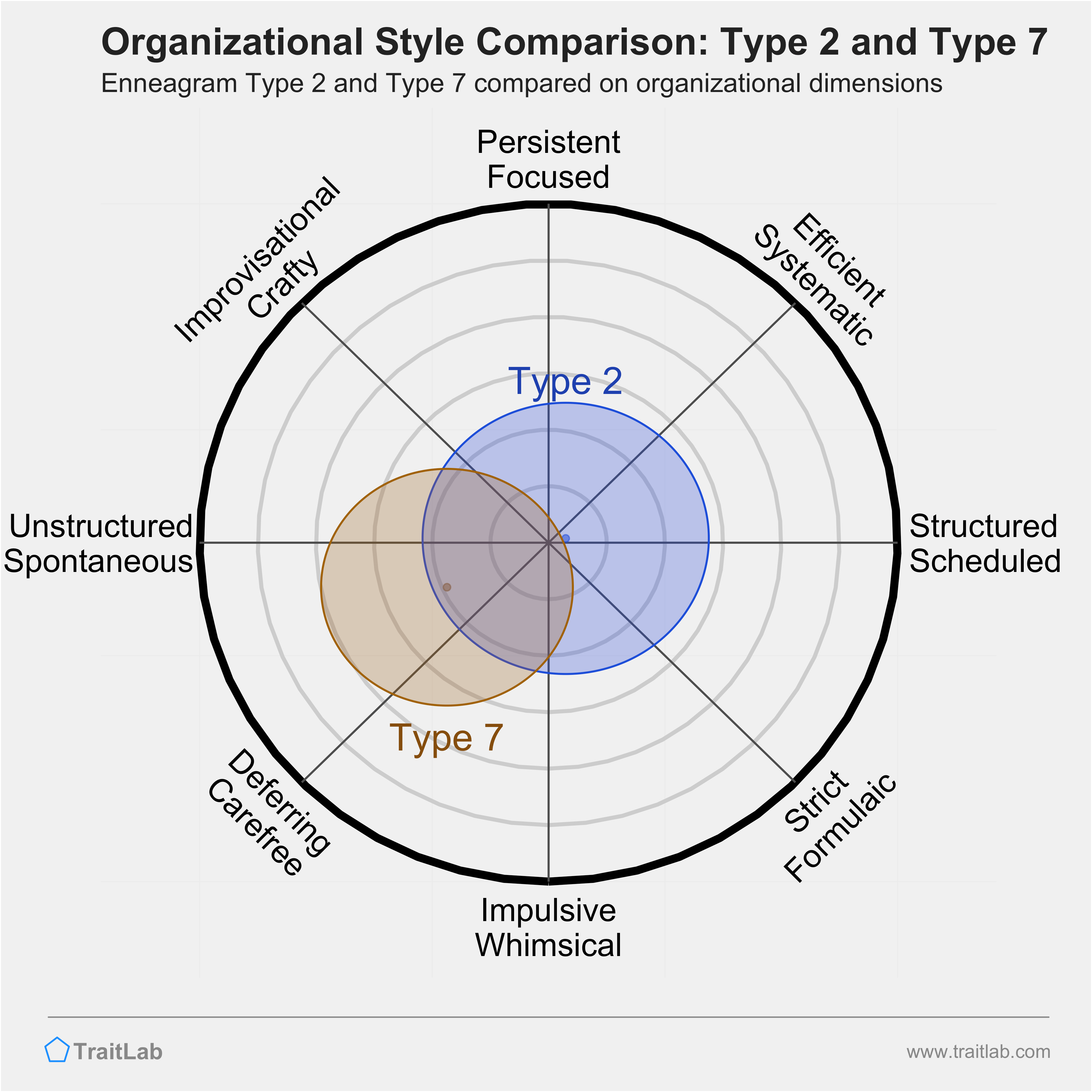 Type 2 and Type 7 comparison across organizational dimensions