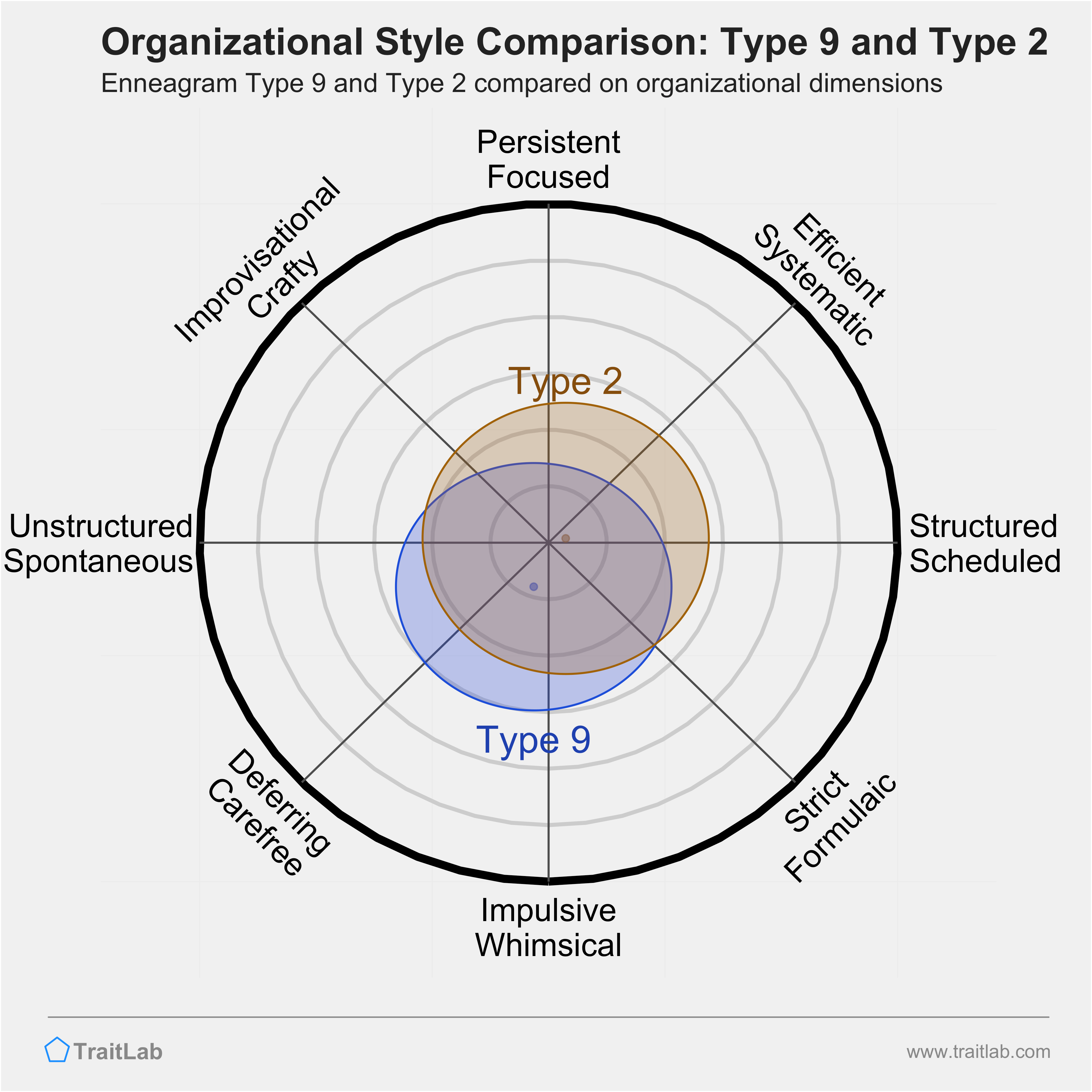 Type 9 and Type 2 comparison across organizational dimensions