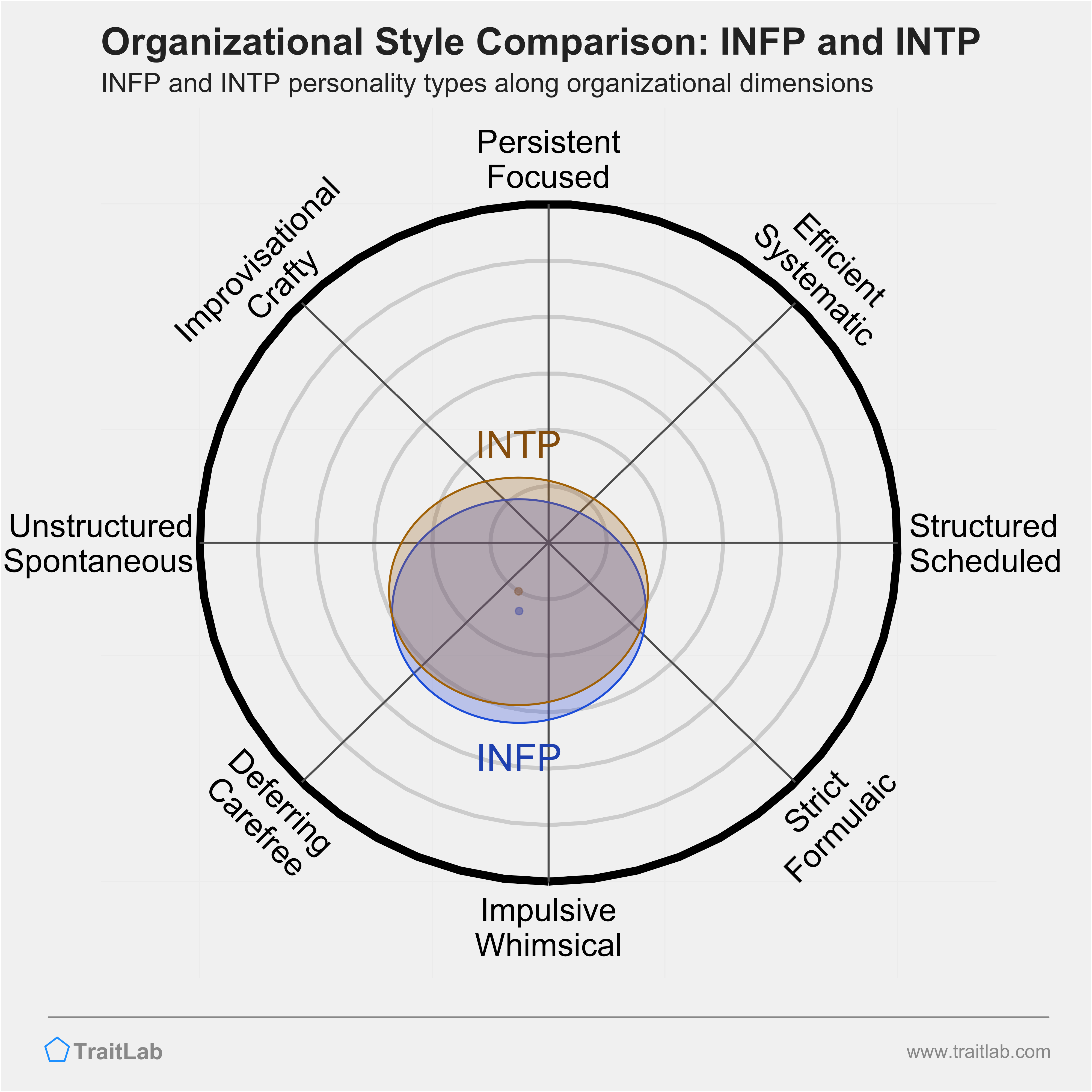 INFP and INTP comparison across organizational dimensions