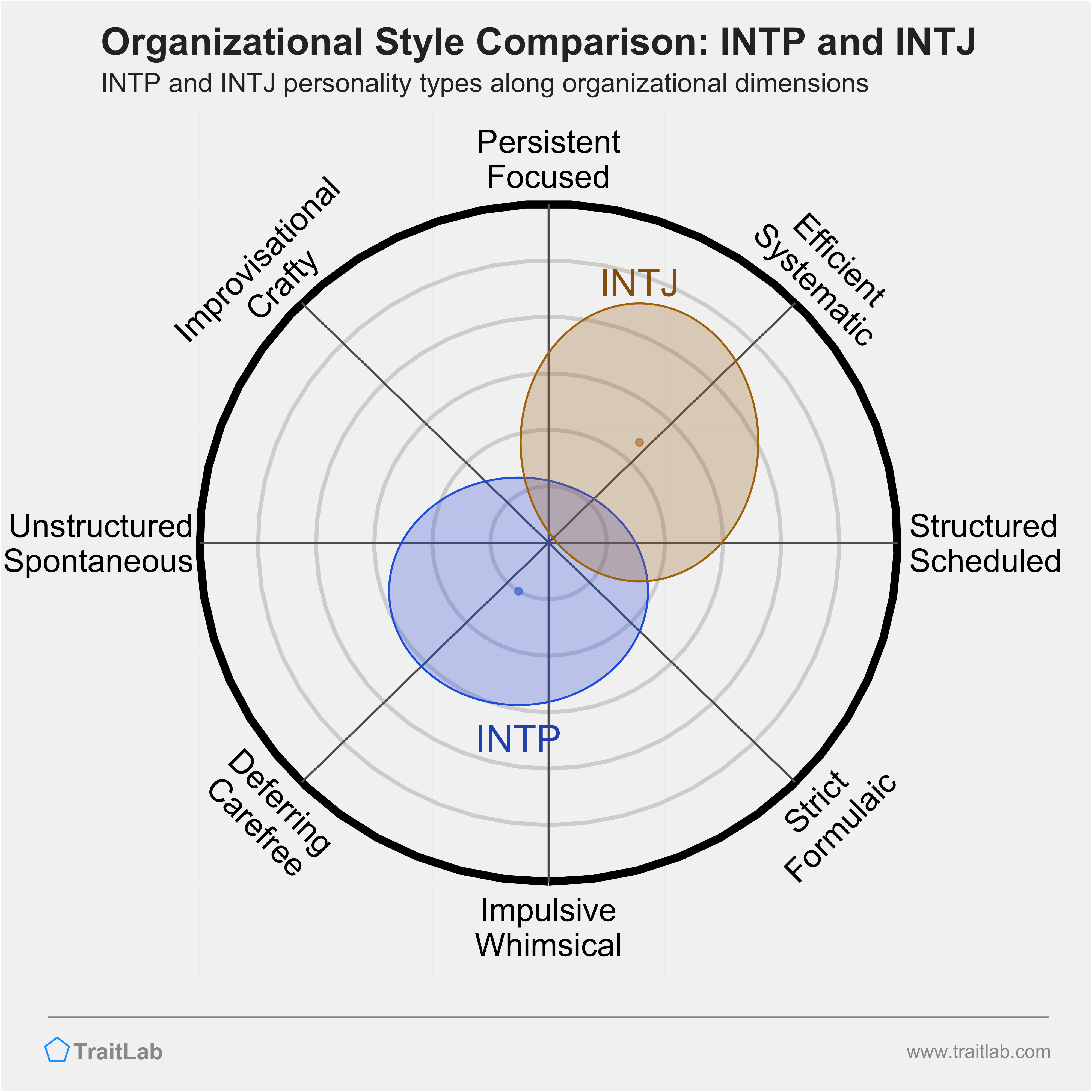 INTP and INTJ comparison across organizational dimensions