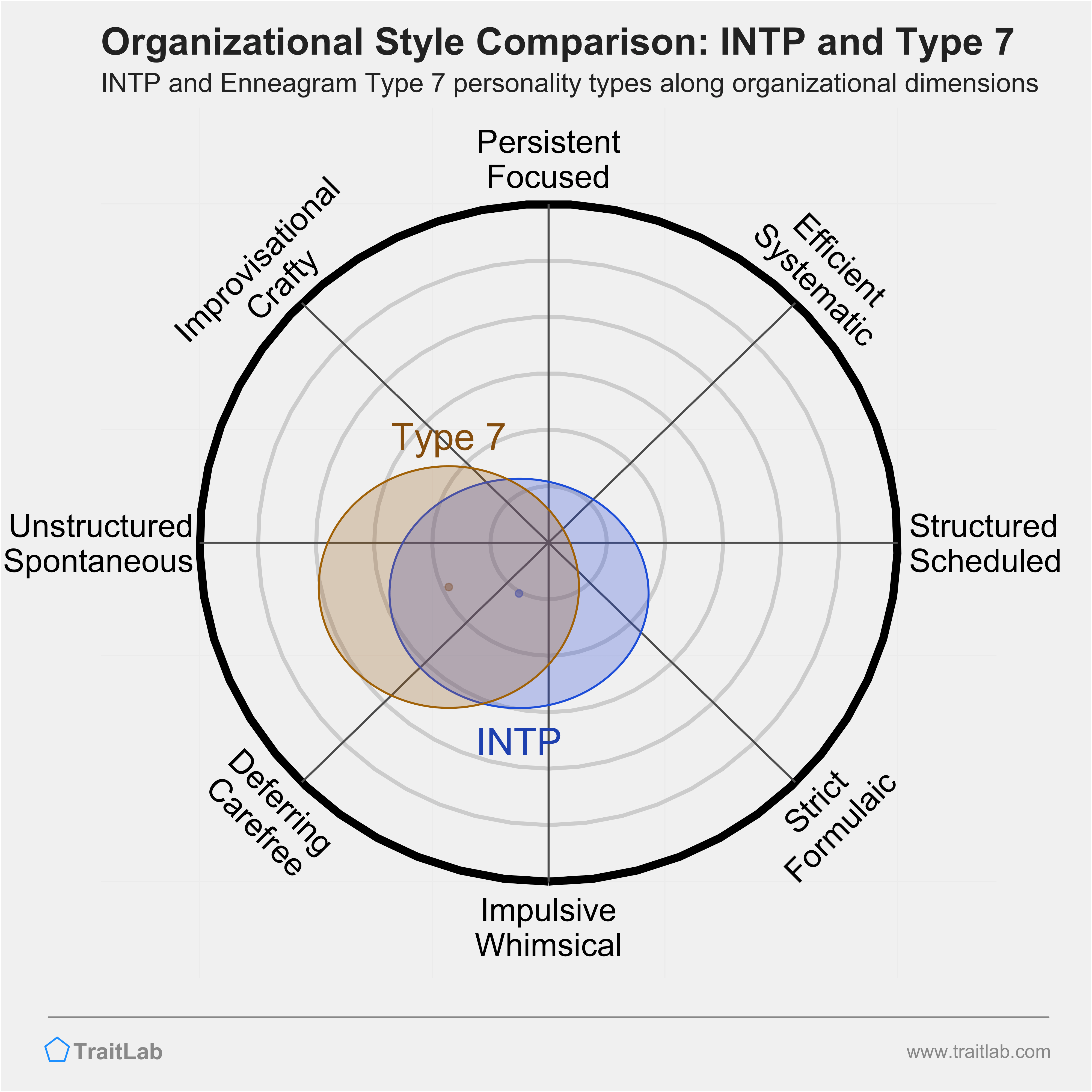 INTP and Type 7 comparison across organizational dimensions